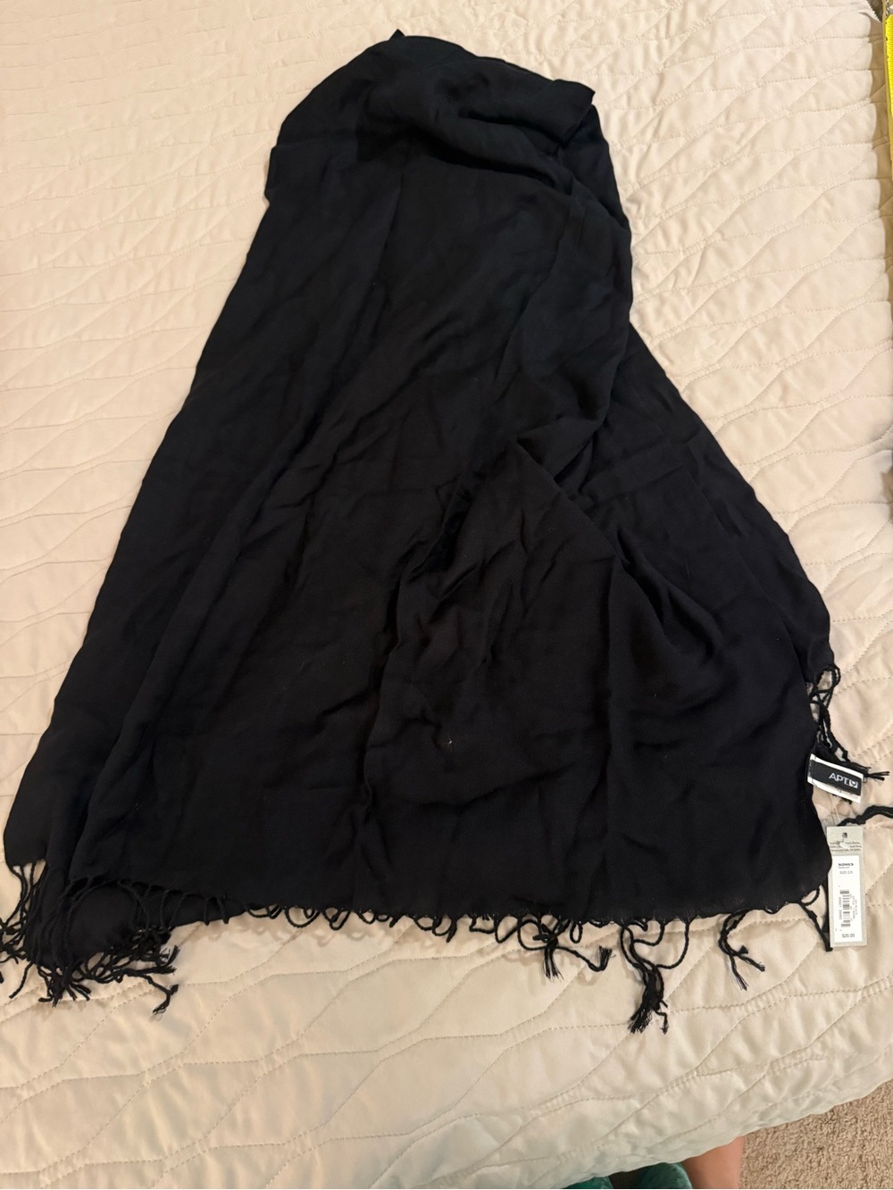 Apt. 9 Black Lightweight Fringe Scarf Wrap